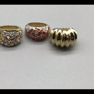Lot of 3 gold tone fashion rings